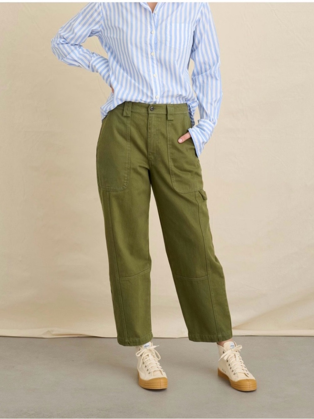 Alex Mill Olive Green Straight-Leg Utility Pants size 2